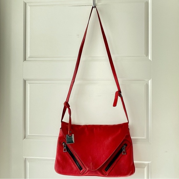 RUDSAK PEBBLED RED LEATHER CROSSBODY BAG HANDBAG MINI BAG - Picture 11 of 16
